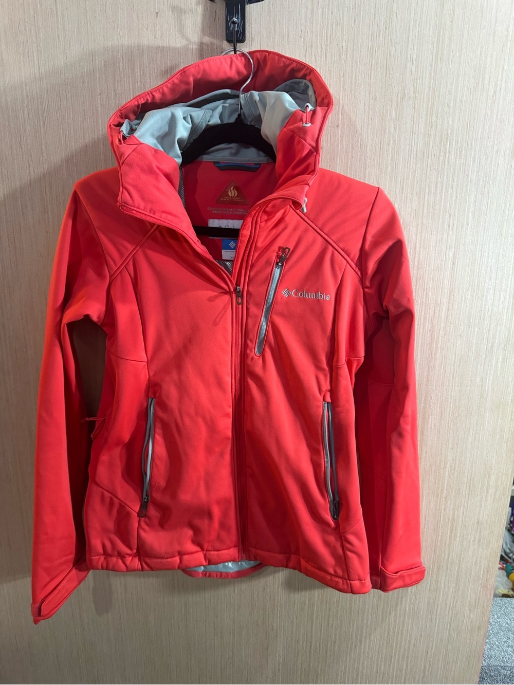 Womens Columbia Omni Heat Omni Wind Bright Red Hooded Softshell Jacket Size XS